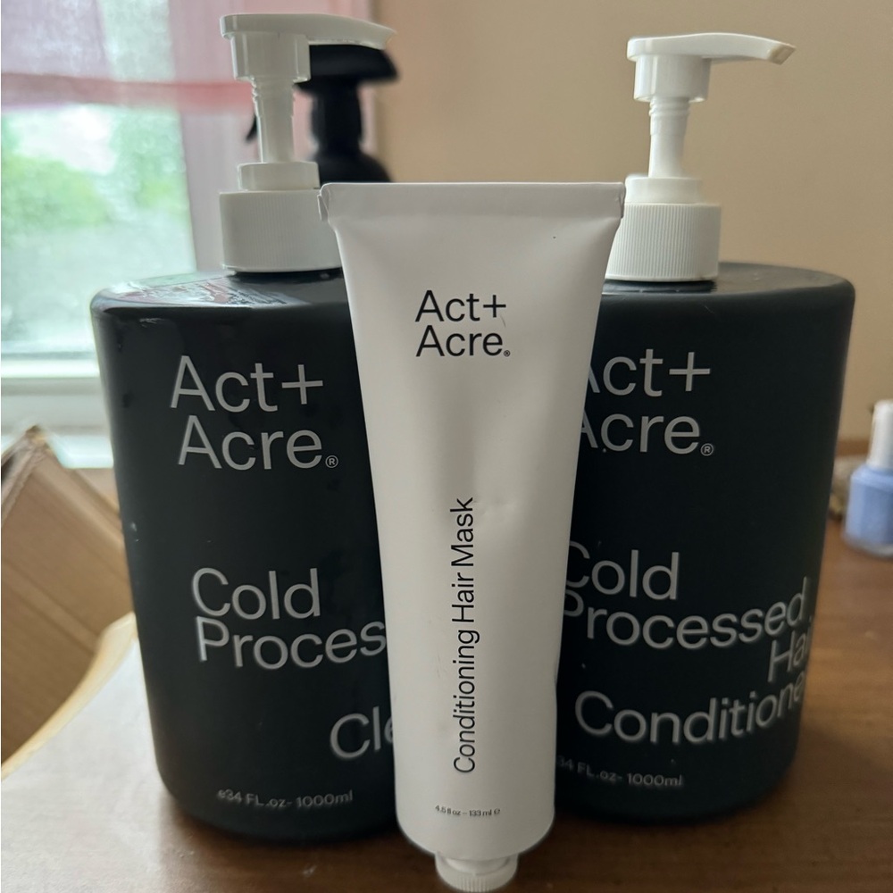 34 oz Act + Acre Cold Pressed Hair Cleanser and Conditioner and Deep Conditioner